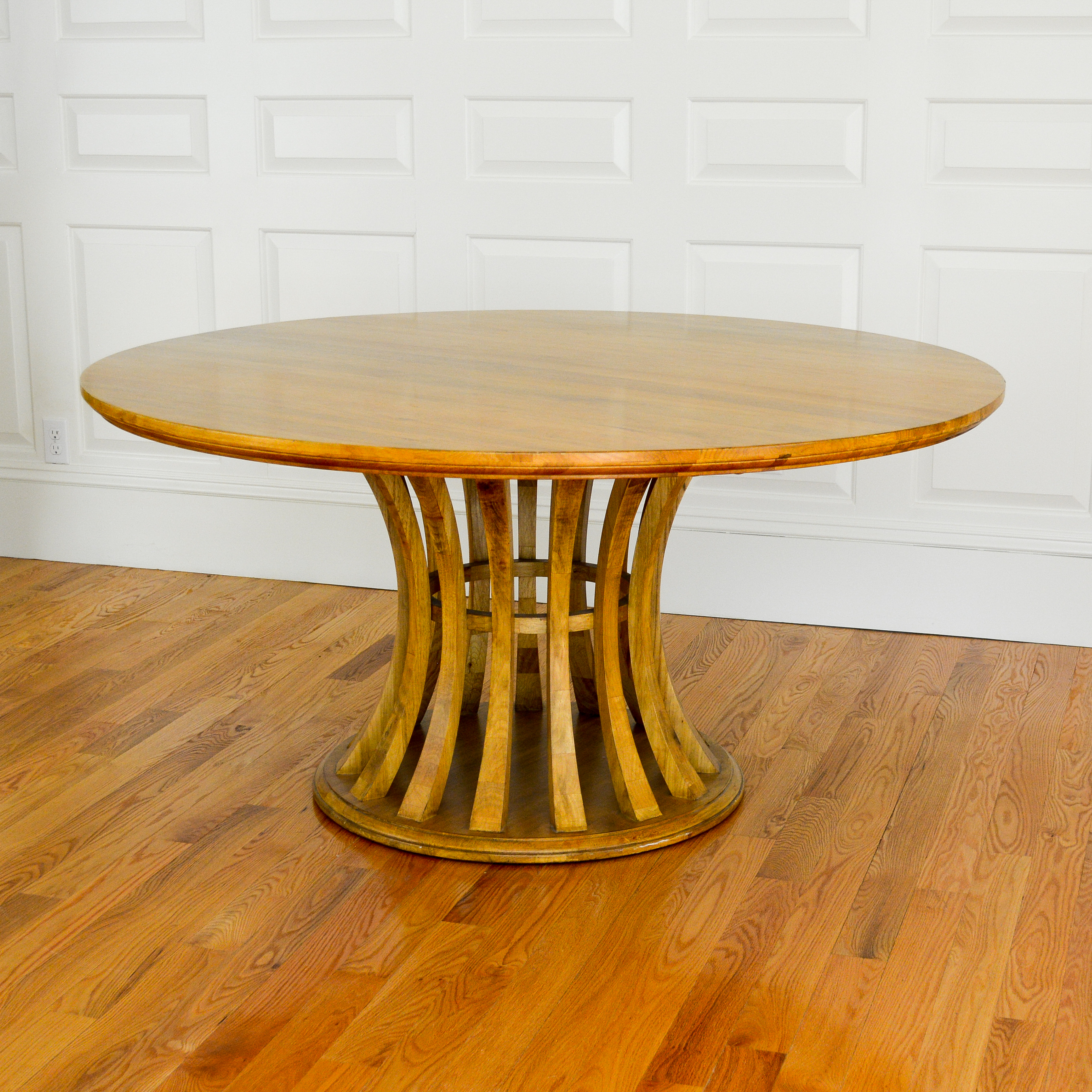 lot-1223_blonde-asian-hardwood-circular-pedestal-dining-table